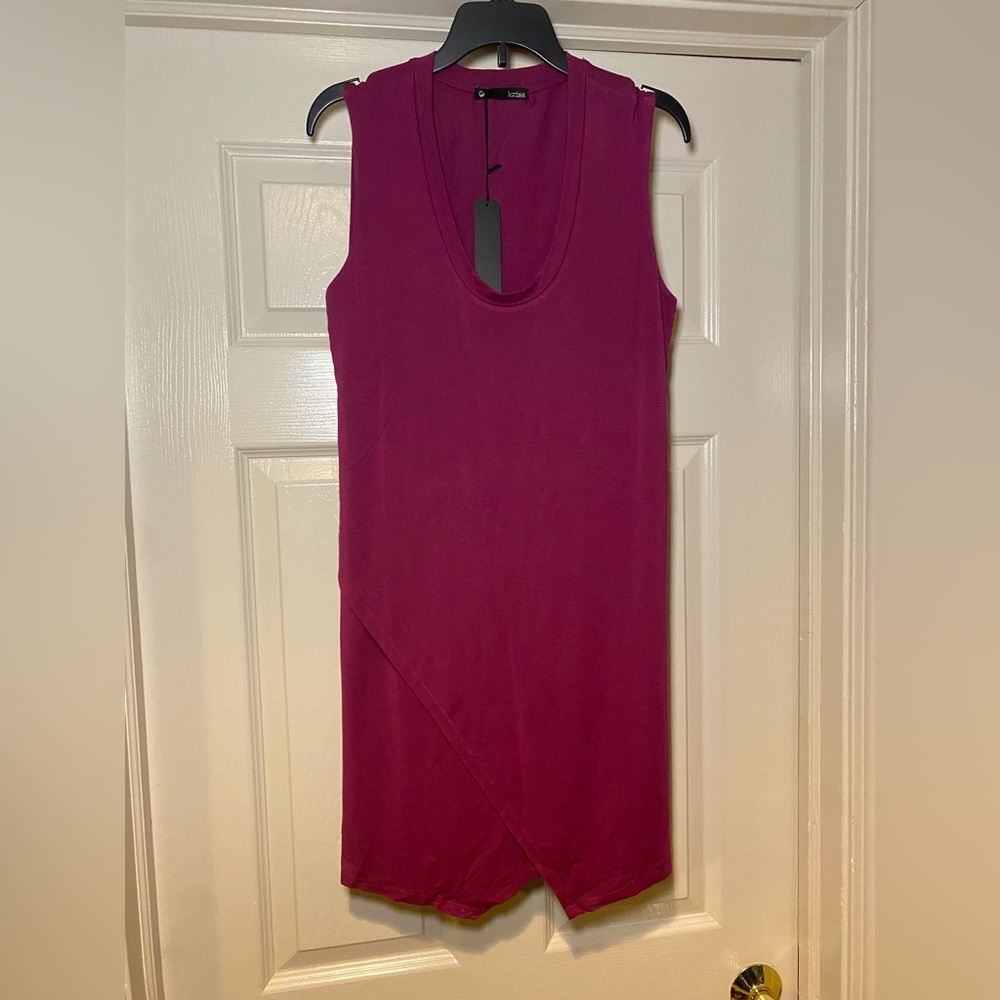 NWT Krisa (REVOLVE) Chic Sleeveless Asymmetrical Tank Dress in Chateau - Picture 2 of 6